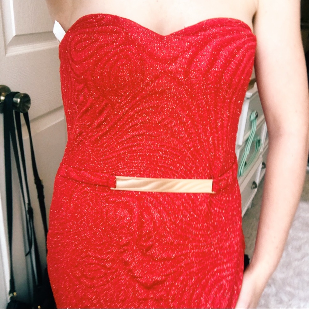 Red and Gold Shimmer Dress - Picture 2 of 3